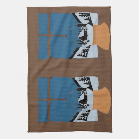 Winter Kitchen Towel - Snow Globe on Window Sill - Theedoek (Verticaal)