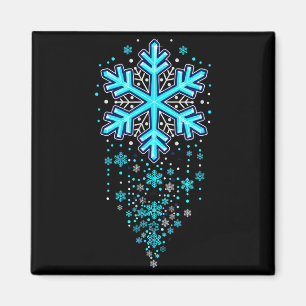 Winter Kleding - Blauwe Sneeuwvlok Cascade, I Magneet