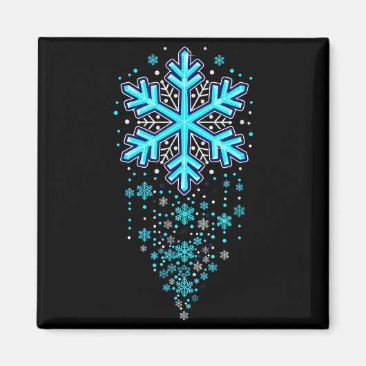 Winter Kleding - Blauwe Sneeuwvlok Cascade, I Magneet (Voorkant)