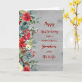 Winter kleinzoon en zijn vrouw Jubileum Kaart (Gele Bloem)