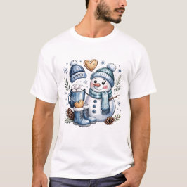 Winter knuffelige sneeuwman t-shirt
