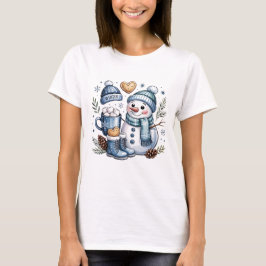 Winter knuffelige sneeuwman t-shirt