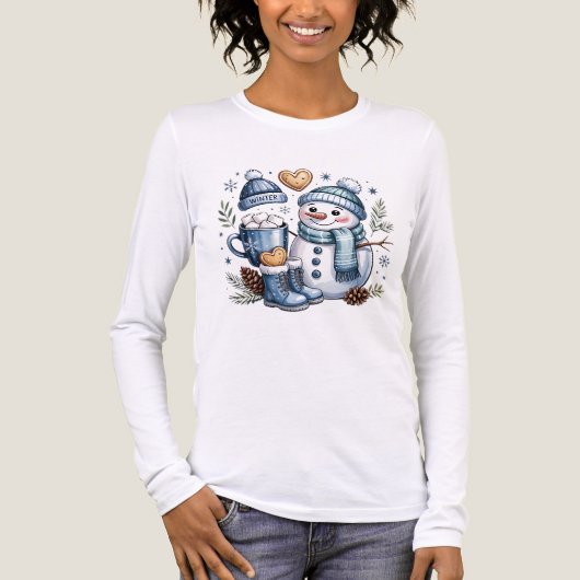 Winter knuffelige sneeuwman Tri-Blend shirt (Voorkant volledig)