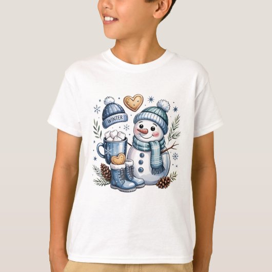 Winter knusse sneeuwman t-shirt (Voorkant)