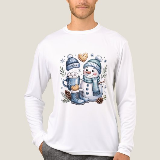 Winter knusse sneeuwman  Tri-Blend shirt (Voorkant volledig)