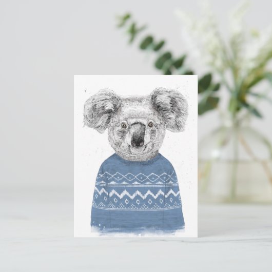 Winter koala briefkaart (Staand voorkant)