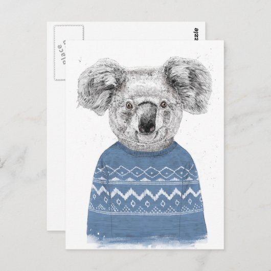 Winter koala briefkaart (Voorkant / Achterkant)
