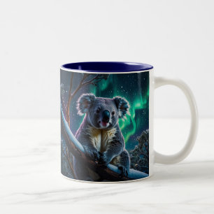 Winter Koala en Zuiderlicht Tweekleurige Koffiemok