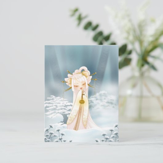 Winter kokeshi briefkaart (Staand voorkant)