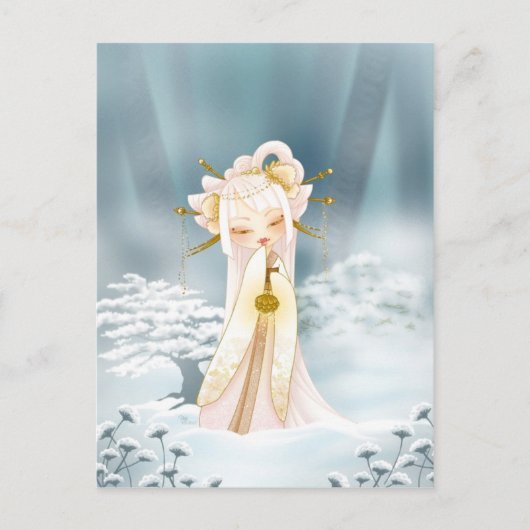 Winter kokeshi briefkaart (Voorkant)