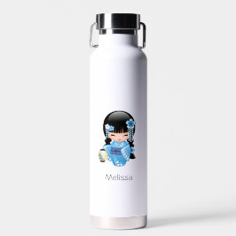 Winter Kokeshi Doll - Blue Kimono Geisha Girl Waterfles