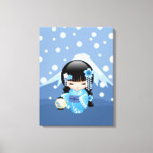 Winter Kokeshi Doll - Blue Mountain Geisha Girl Canvas Afdruk (Voorkant)