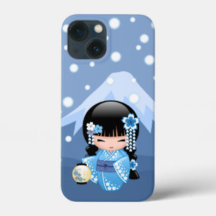 Winter Kokeshi Doll - Blue Mountain Geisha Girl Case-Mate iPhone Case