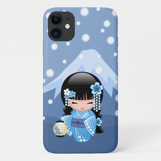 Winter Kokeshi Doll - Blue Mountain Geisha Girl Case-Mate iPhone Case (Achterkant)