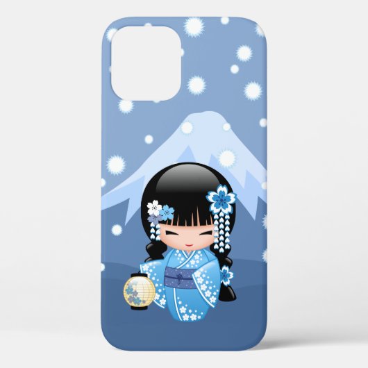 Winter Kokeshi Doll - Blue Mountain Geisha Girl Case-Mate iPhone Case (Achterkant)