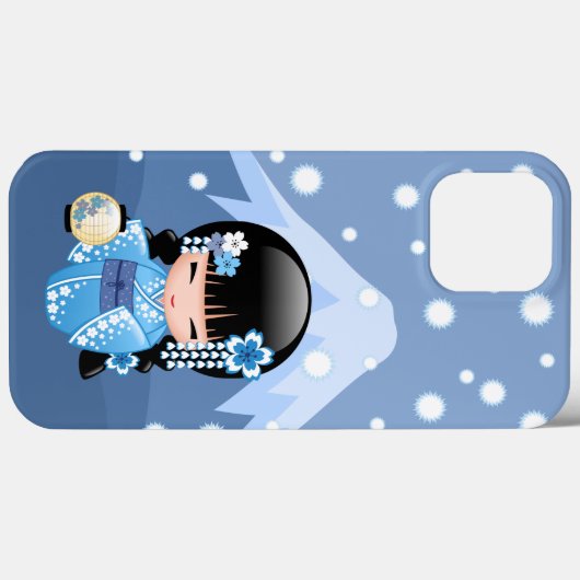 Winter Kokeshi Doll - Blue Mountain Geisha Girl Case-Mate iPhone Case (Achterkant (horizontaal))