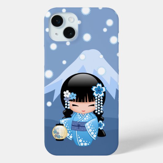 Winter Kokeshi Doll - Blue Mountain Geisha Girl Case-Mate iPhone Case (Achterkant)