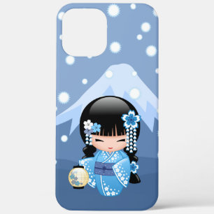 Winter Kokeshi Doll - Blue Mountain Geisha Girl Case-Mate iPhone Case