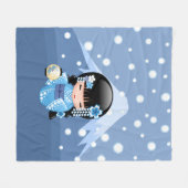 Winter Kokeshi Doll - Blue Mountain Geisha Girl Fleece Deken (Voorkant (Horizontaal))