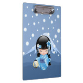 Winter Kokeshi Doll - Blue Mountain Geisha Girl Klembord (Rechts)