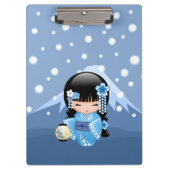 Winter Kokeshi Doll - Blue Mountain Geisha Girl Klembord (Voorkant)