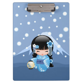 Winter Kokeshi Doll - Blue Mountain Geisha Girl Klembord