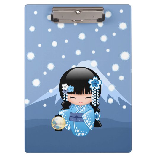 Winter Kokeshi Doll - Blue Mountain Geisha Girl Klembord (Voorkant)