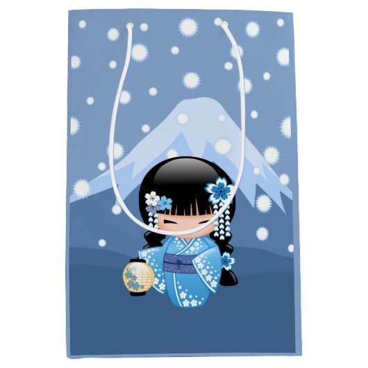Winter Kokeshi Doll - Blue Mountain Geisha Girl Medium Cadeauzakje (Voorkant)