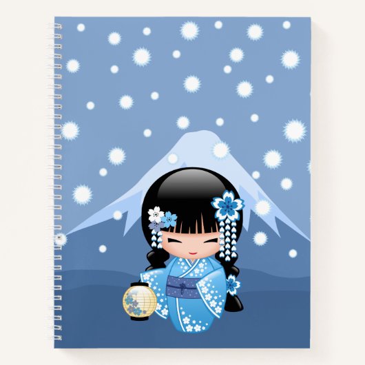 Winter Kokeshi Doll - Blue Mountain Geisha Girl Notitieboek (Voorkant)
