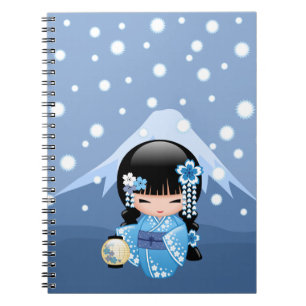 Winter Kokeshi Doll - Blue Mountain Geisha Girl Notitieboek