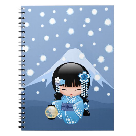 Winter Kokeshi Doll - Blue Mountain Geisha Girl Notitieboek (Voorkant)