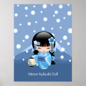 Winter Kokeshi Doll - Blue Mountain Geisha Girl Poster (Voorkant)