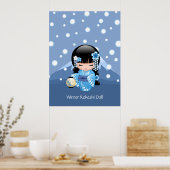 Winter Kokeshi Doll - Blue Mountain Geisha Girl Poster (Keuken)