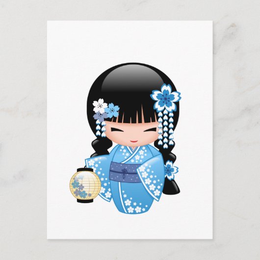 Winter Kokeshi Doll - Geisha Meisje Briefkaart (Voorkant)