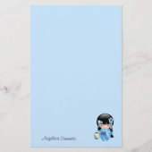 Winter Kokeshi Doll - Schattig Japans Geisha Meisj Briefpapier (Voorkant)