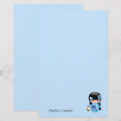 Winter Kokeshi Doll - Schattig Japans Geisha Meisj Briefpapier (Voorkant / Achterkant)