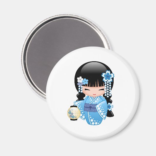 Winter Kokeshi Doll - Schattig Japans Geisha Meisj Magneet (Voorkant / Achterkant)