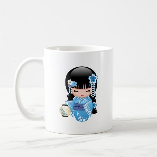 Winter Kokeshi Doll - Schattigee Japanse Geisha Gi Koffiemok (Links)