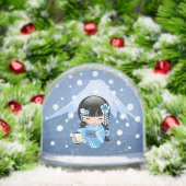 Winter Kokeshi Geisha Blue Girl Snow Globe Sneeuwbol (Kerstmis)