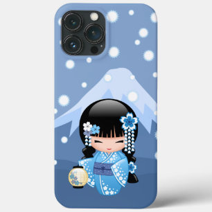 Winter Kokeshi-pop - Blauwe Berg Geisha-meisje Case-Mate iPhone Case
