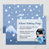 Winter Kokeshi-pop - Geisha-meisje verjaardagsfees Kaart (Voorkant / Achterkant)