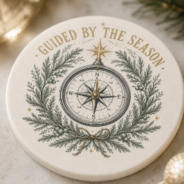 Winter Kompas Pijnboom Kerst Drink Decoratie Zandsteen Onderzetter