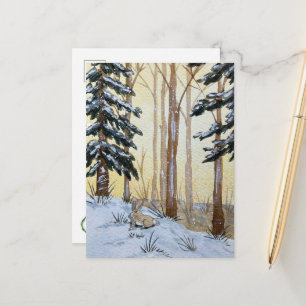 Winter Konijn Ansichtkaart Briefkaart