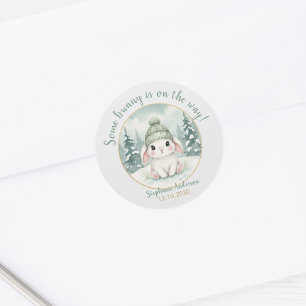 Winter Konijn Baby Shower Neutraal Ronde Sticker