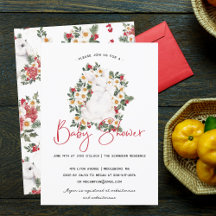 Winter Konijn Bloem | Baby Shower Uitnodiging