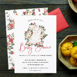 Winter Konijn Bloem | Baby Shower Uitnodiging