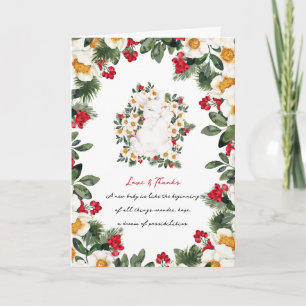 Winter Konijn Bloemen Baby Shower Dank Je Bedankkaart