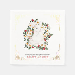 Winter Konijn Bloemen | Baby Shower Servetten