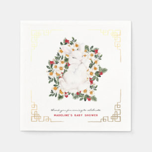 Winter Konijn Bloemen   Baby Shower Servetten