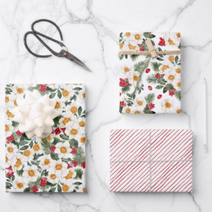Winter Konijn Bloemen Chinees Nieuwjaar Inpakpapier Vel